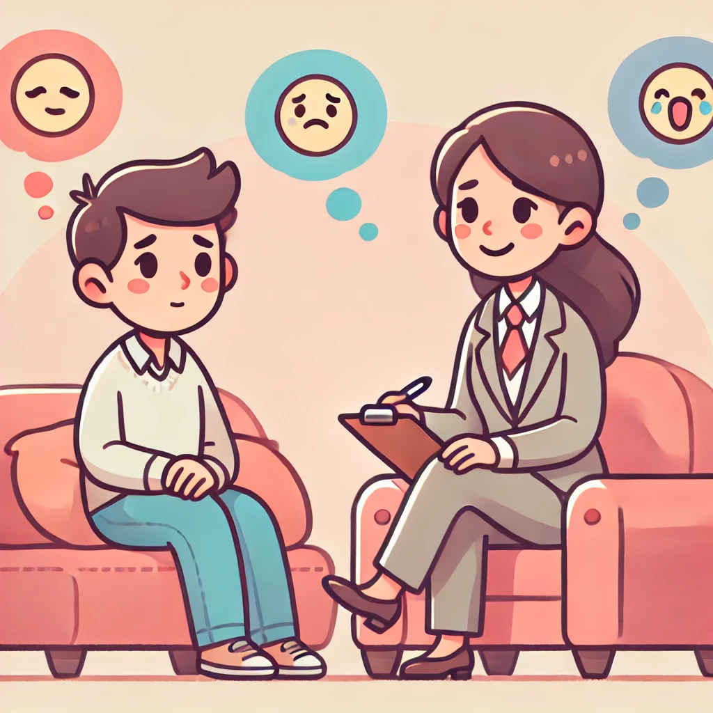 Person receiving online therapy